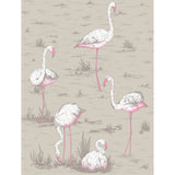 COLE & SON - FLAMINGOS COT/LIN PRINT- WHT/FUCH ON TUP - Fabric by the Yard