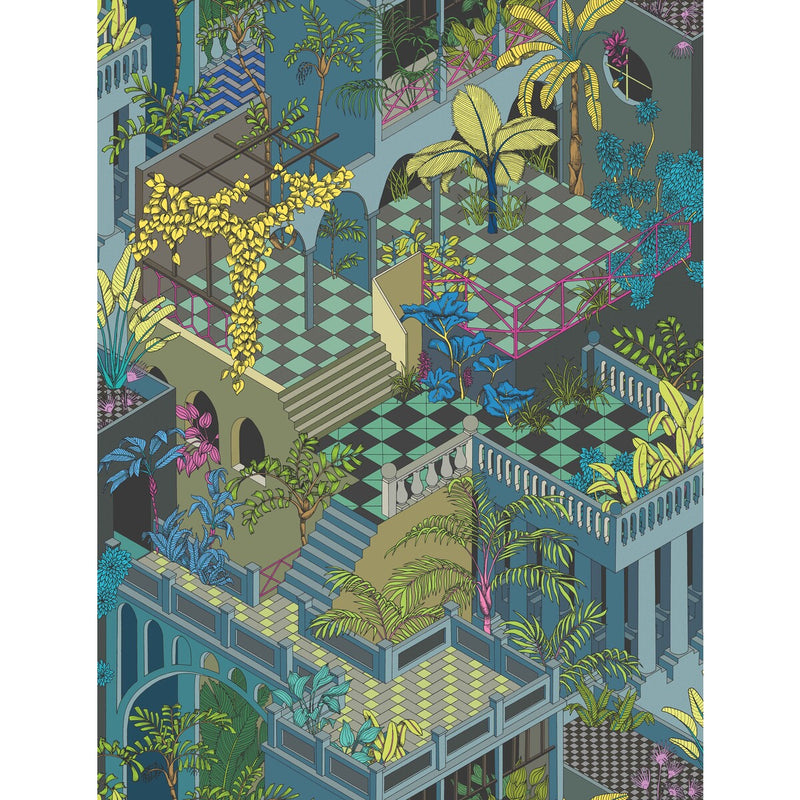 COLE & SON - MIAMI COTTON PRINT- PETROL MULTI - Fabric by the Yard PETROL MULTI