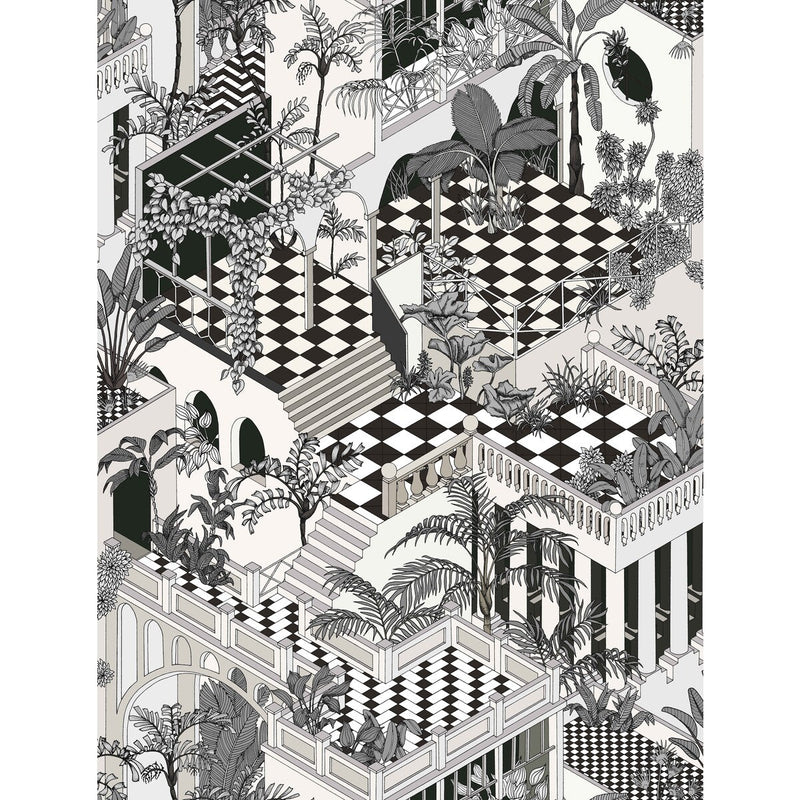 COLE & SON - MIAMI COTTON PRINT- BLK WHT - Fabric by the Yard BLK WHT