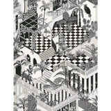 COLE & SON - MIAMI COTTON PRINT- BLK WHT - Fabric by the Yard