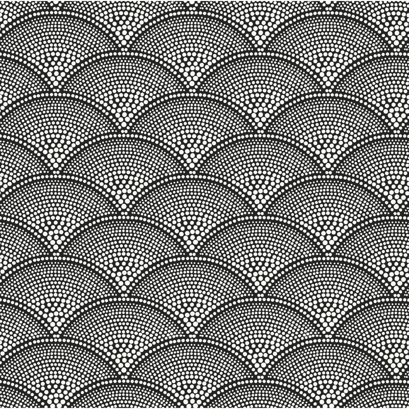 COLE & SON - FEATHER FAN WOVEN- WHT ON BLK - Fabric by the Yard WHT ON BLK