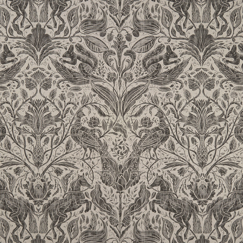 CLARKE AND CLARKE - FOREST TRAIL- CHARCOAL - Fabric by the Yard CHARCOAL