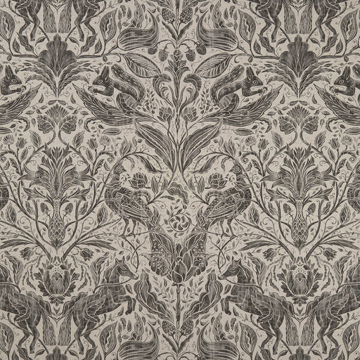CLARKE AND CLARKE - FOREST TRAIL- CHARCOAL - Fabric by the Yard CHARCOAL