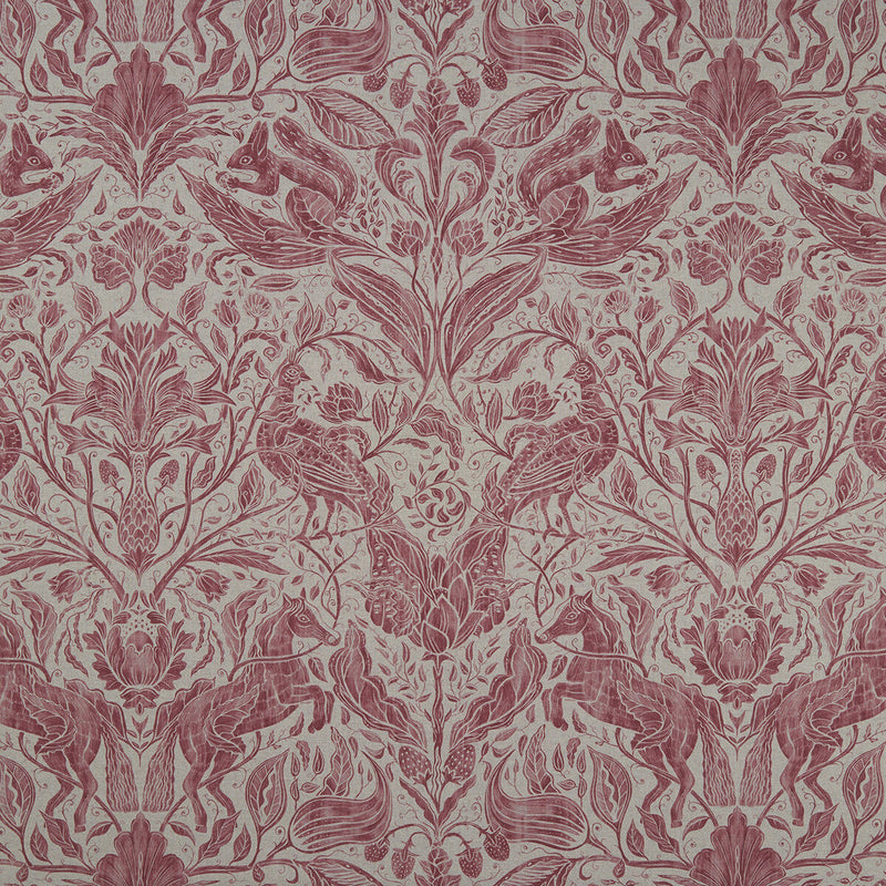 CLARKE AND CLARKE - FOREST TRAIL- RASPBERRY - Fabric by the Yard RASPBERRY