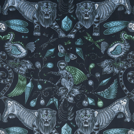 CLARKE AND CLARKE - EXTINCT VELVET- NAVY - Fabric by the Yard NAVY
