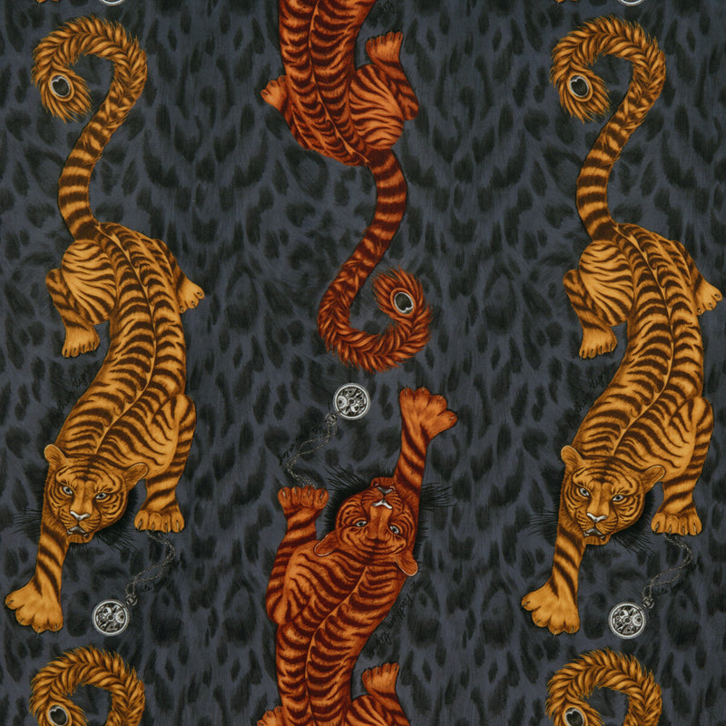 CLARKE AND CLARKE - TIGRIS VELVET- FLAME - Fabric by the Yard FLAME