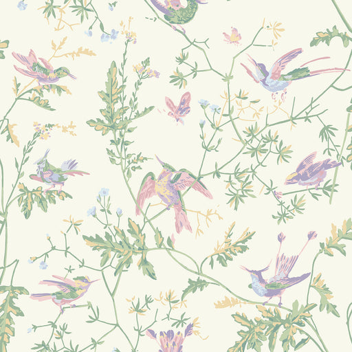 COLE & SON - HUMMINGBIRDS COTTON PRINT- BLUSH/SAGE - Fabric by the Yard BLUSH/SAGE