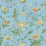COLE & SON - HUMMINGBIRDS COTTON PRINT- YELLOW/BLUE - Fabric by the Yard