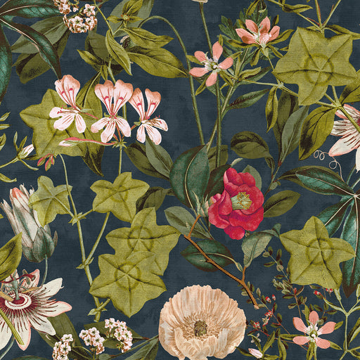CLARKE AND CLARKE - PASSIFLORA- MIDNIGHT/SPICE - Fabric by the Yard MIDNIGHT/SPICE