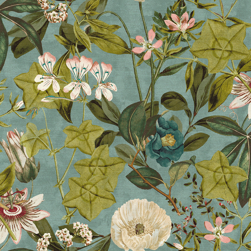 CLARKE AND CLARKE - PASSIFLORA- MINERAL/BLUSH - Fabric by the Yard MINERAL/BLUSH