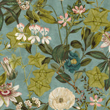 CLARKE AND CLARKE - PASSIFLORA- MINERAL/BLUSH - Fabric by the Yard