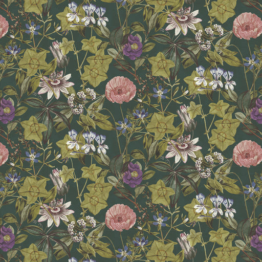 CLARKE AND CLARKE - PASSIFLORA- EMERALD VELVET - Fabric by the Yard EMERALD VELVET