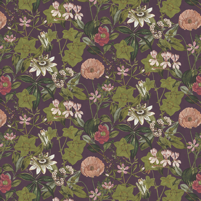 CLARKE AND CLARKE - PASSIFLORA- MULBERRY VELVET - Fabric by the Yard MULBERRY VELVET