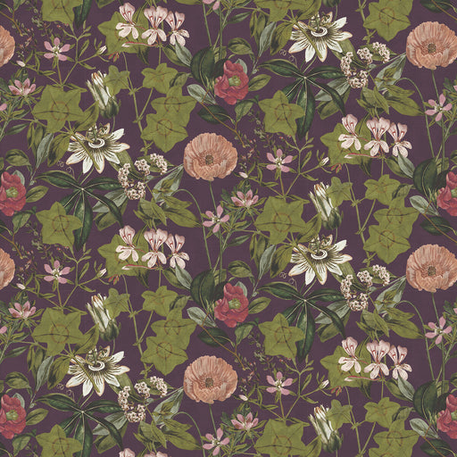 CLARKE AND CLARKE - PASSIFLORA- MULBERRY VELVET - Fabric by the Yard MULBERRY VELVET