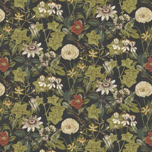 CLARKE AND CLARKE - PASSIFLORA- NOIR VELVET - Fabric by the Yard NOIR VELVET