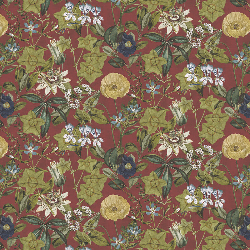 CLARKE AND CLARKE - PASSIFLORA- ROUGE VELVET - Fabric by the Yard ROUGE VELVET