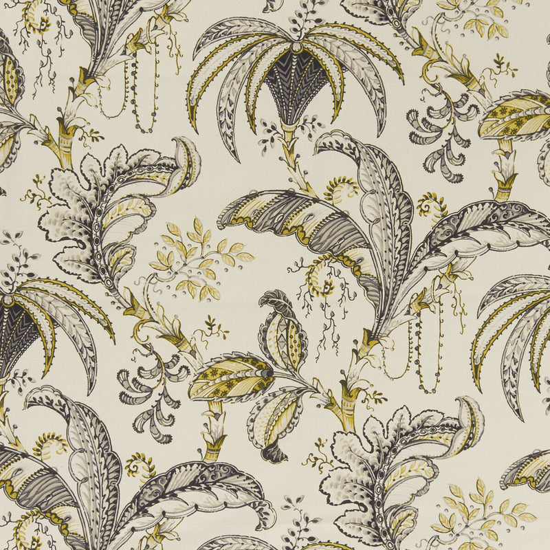 CLARKE AND CLARKE - OPHELIA- CHARCOAL/OCHRE - Fabric by the Yard CHARCOAL/OCHRE