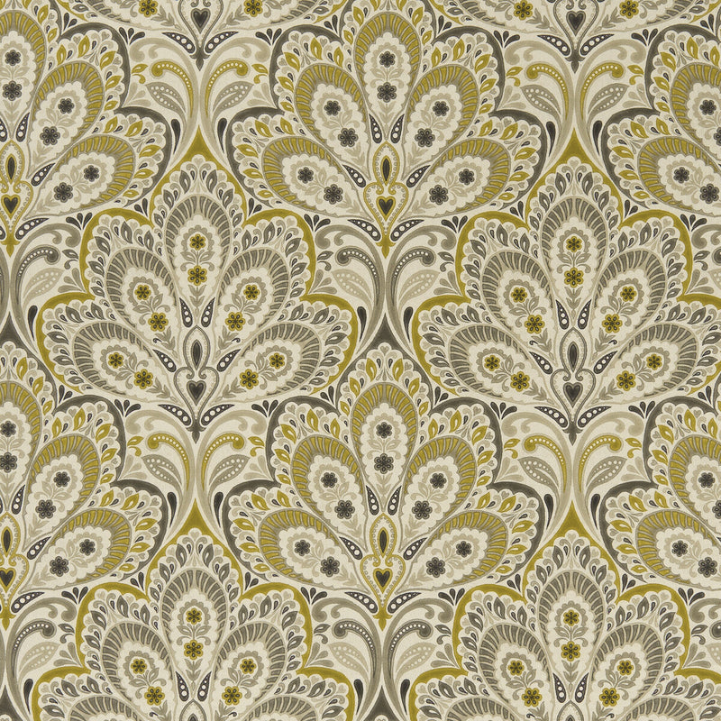 CLARKE AND CLARKE - PERSIA- CHARCOAL/OCHRE - Fabric by the Yard CHARCOAL/OCHRE