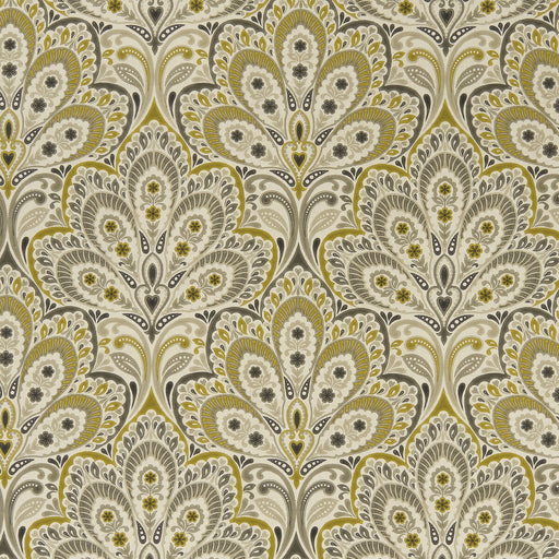 CLARKE AND CLARKE - PERSIA- CHARCOAL/OCHRE - Fabric by the Yard CHARCOAL/OCHRE