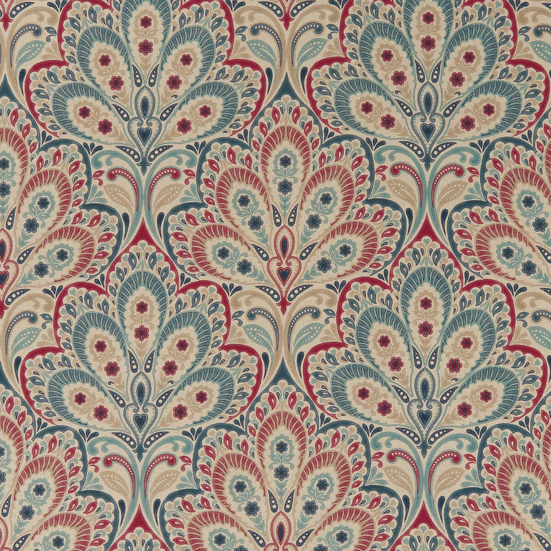 CLARKE AND CLARKE - PERSIA- DENIM/RASPBERRY - Fabric by the Yard DENIM/RASPBERRY