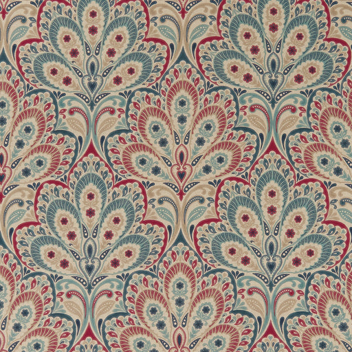 CLARKE AND CLARKE - PERSIA- DENIM/RASPBERRY - Fabric by the Yard DENIM/RASPBERRY