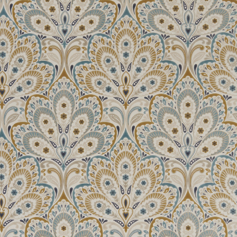 CLARKE AND CLARKE - PERSIA- TEAL/SPICE - Fabric by the Yard TEAL/SPICE