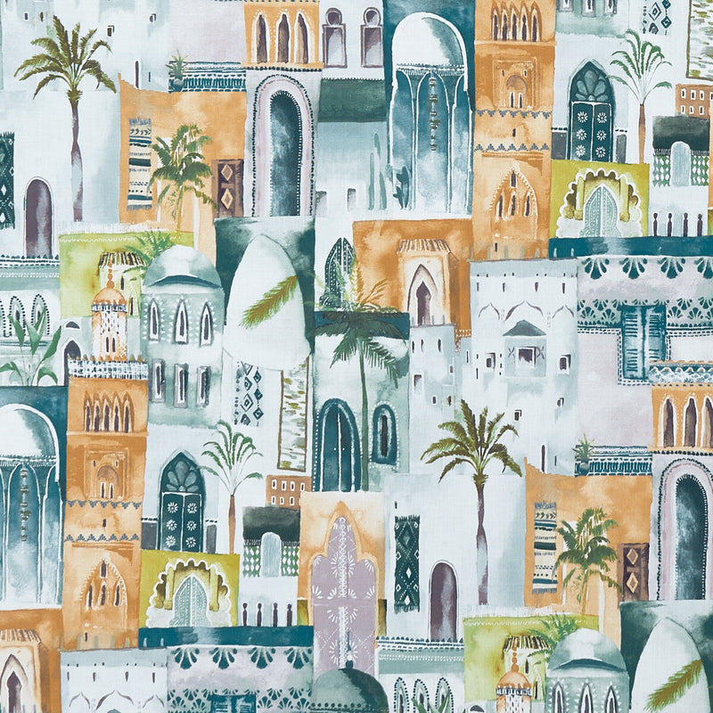 CLARKE AND CLARKE - MARRAKECH- TEAL/SPICE - Fabric by the Yard TEAL/SPICE