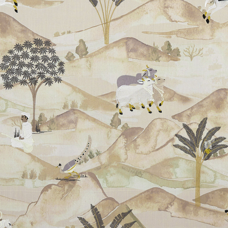 CLARKE AND CLARKE - SAHARA- CHARCOAL/OCHRE - Fabric by the Yard CHARCOAL/OCHRE