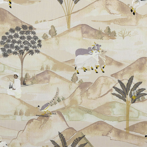 CLARKE AND CLARKE - SAHARA- CHARCOAL/OCHRE - Fabric by the Yard CHARCOAL/OCHRE