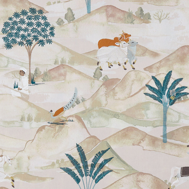 CLARKE AND CLARKE - SAHARA- TEAL/SPICE - Fabric by the Yard TEAL/SPICE