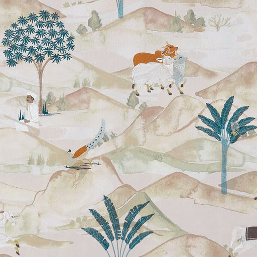CLARKE AND CLARKE - SAHARA- TEAL/SPICE - Fabric by the Yard TEAL/SPICE