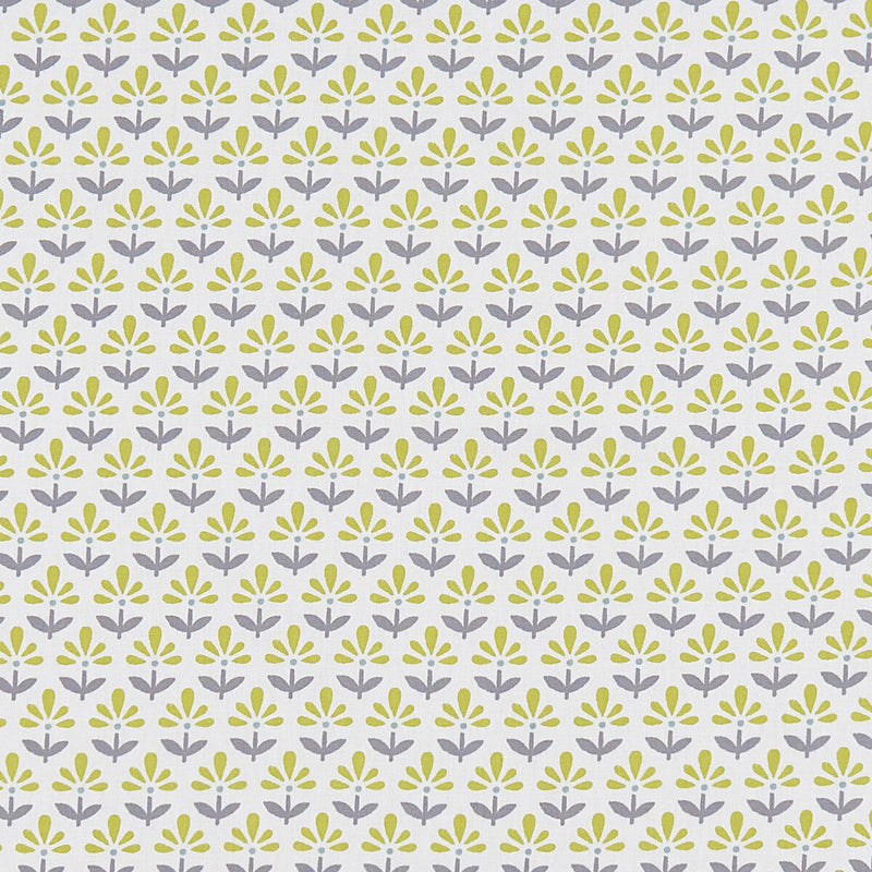 CLARKE AND CLARKE - FLEUR- CHARTREUSE/CHARCOAL - Fabric by the Yard CHARTREUSE/CHARCOAL