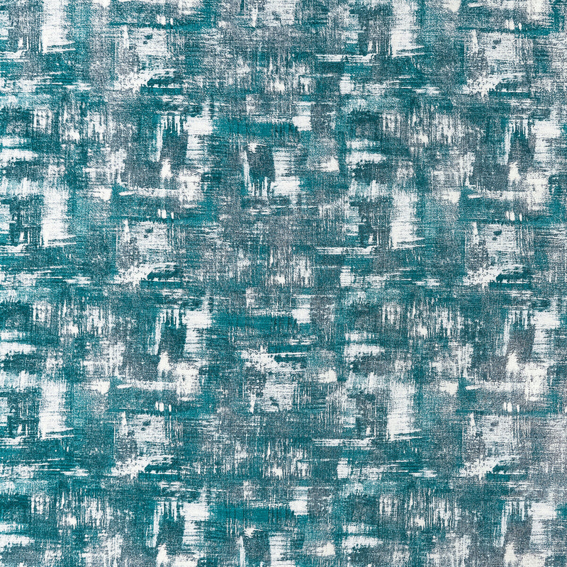 CLARKE AND CLARKE - TESSELLATI- TEAL/GILVER - Fabric by the Yard TEAL/GILVER