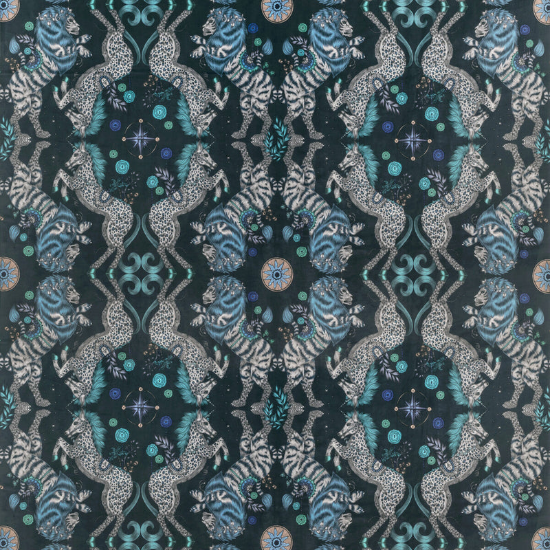 CLARKE AND CLARKE - CASPIAN VELVET- NAVY - Fabric by the Yard NAVY