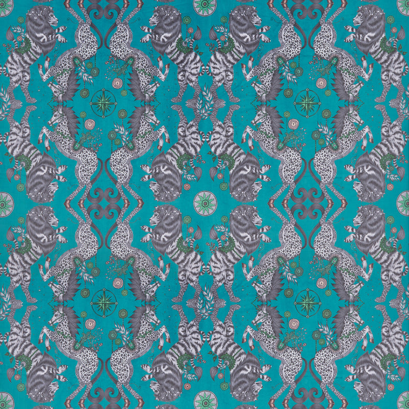 CLARKE AND CLARKE - CASPIAN VELVET- TEAL - Fabric by the Yard TEAL