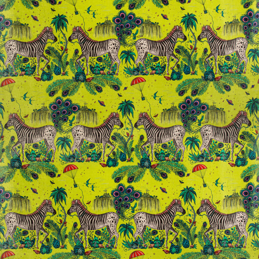 CLARKE AND CLARKE - LOST WORLD VELVET- LIME - Fabric by the Yard LIME