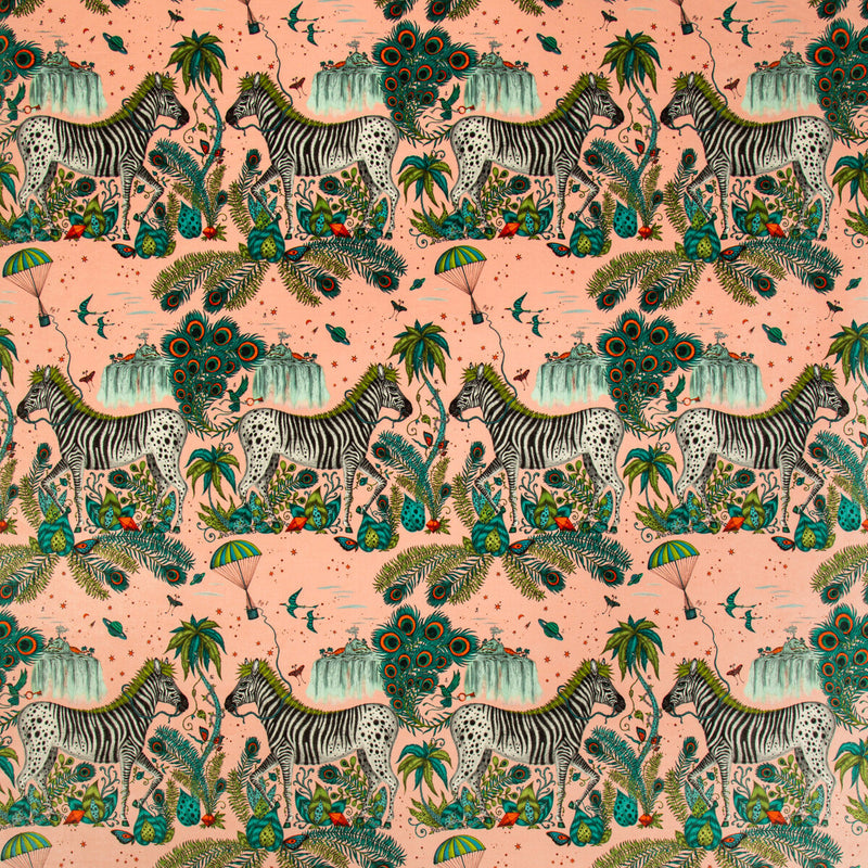 CLARKE AND CLARKE - LOST WORLD VELVET- PINK - Fabric by the Yard PINK