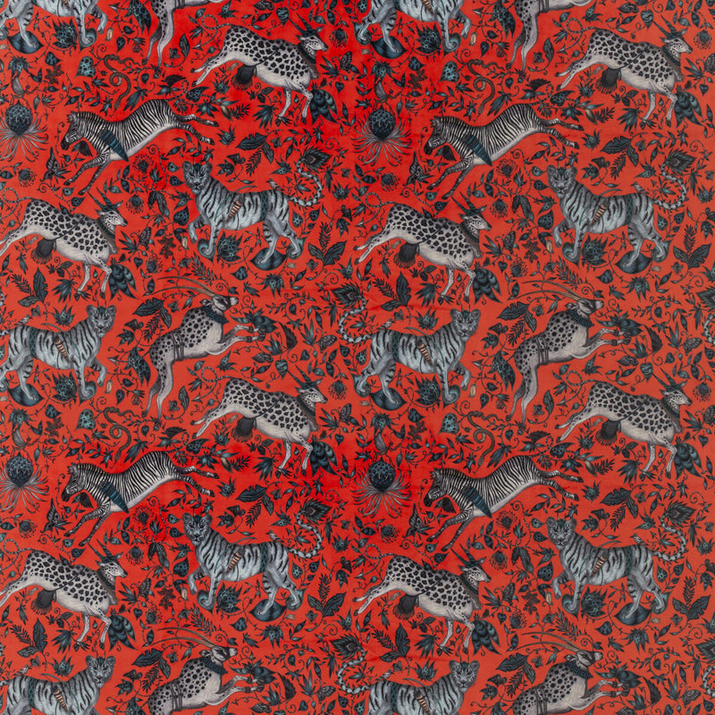 CLARKE AND CLARKE - PROTEA VELVET- CORAL - Fabric by the Yard CORAL