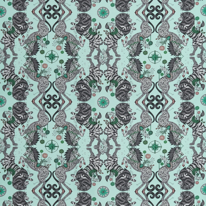 CLARKE AND CLARKE - CASPIAN SATIN- AQUA - Fabric by the Yard AQUA