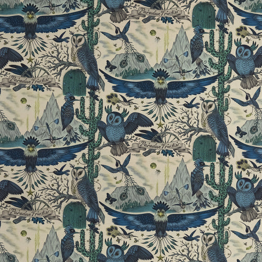 CLARKE AND CLARKE - FRONTIER LINEN- BLUE - Fabric by the Yard BLUE