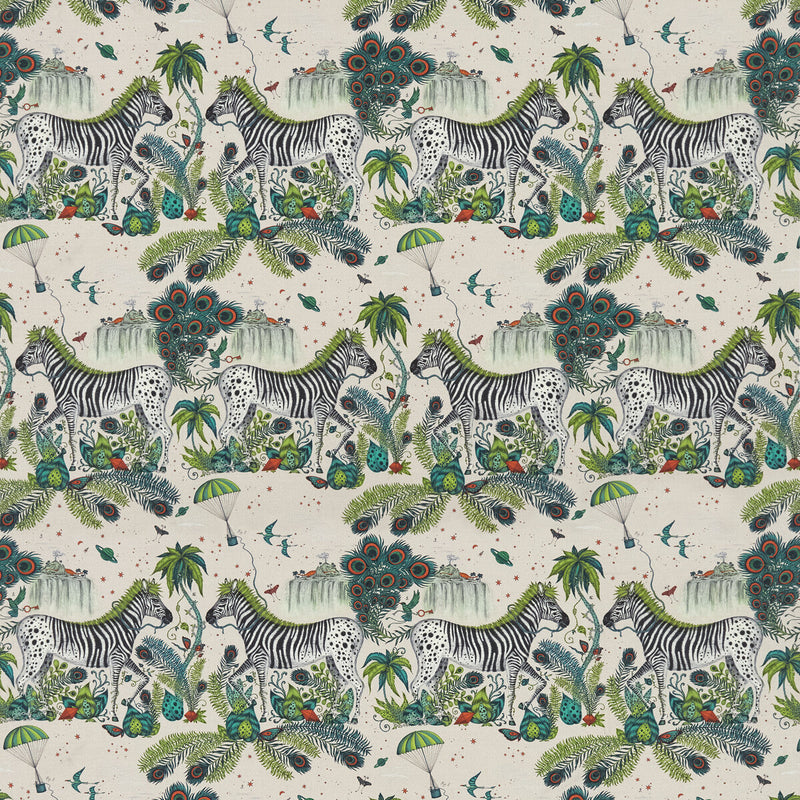 CLARKE AND CLARKE - LOST WORLD LINEN- GREEN - Fabric by the Yard GREEN