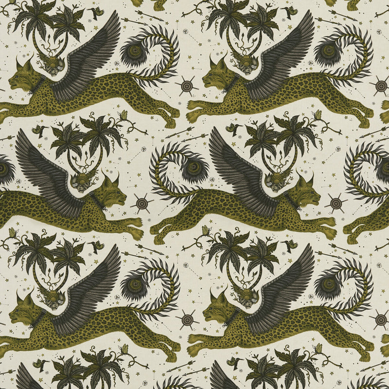 CLARKE AND CLARKE - LYNX LINEN- GOLD - Fabric by the Yard GOLD