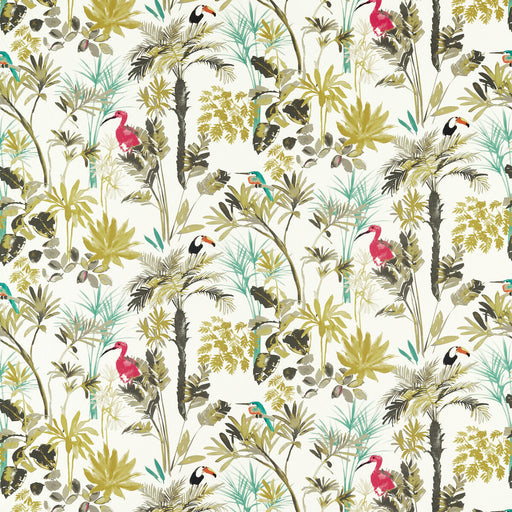 CLARKE AND CLARKE - PALM- CHARCOAL/CITRON - Fabric by the Yard CHARCOAL/CITRON