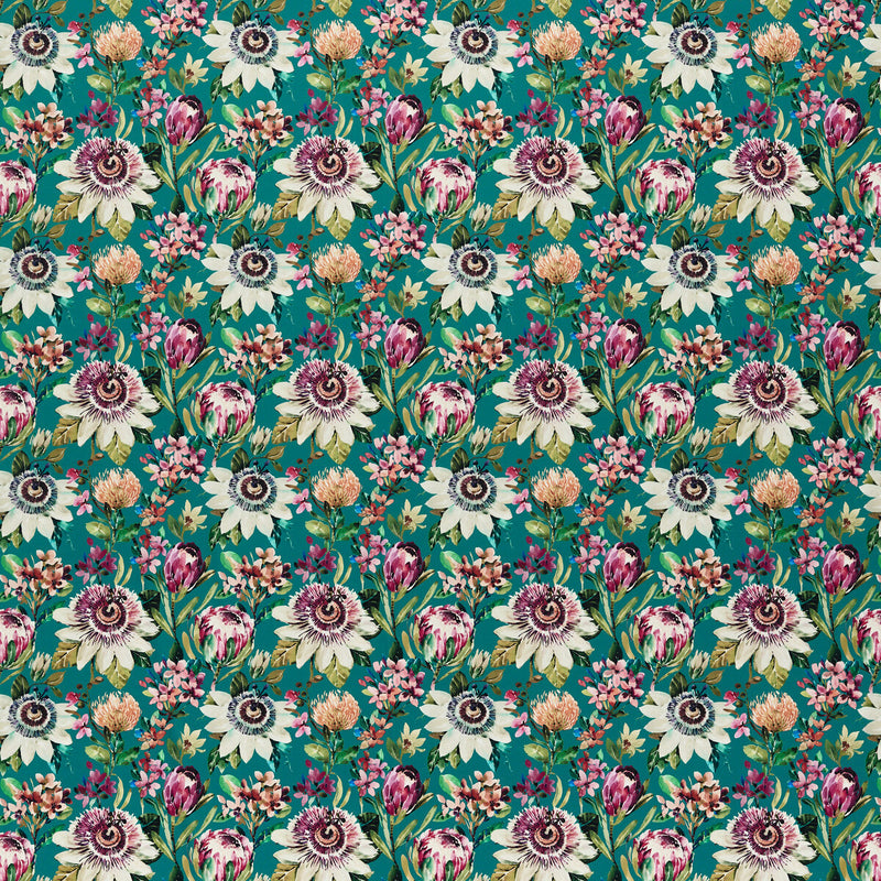 CLARKE AND CLARKE - PARADISE- TEAL VELVET - Fabric by the Yard TEAL VELVET