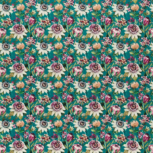 CLARKE AND CLARKE - PARADISE- TEAL VELVET - Fabric by the Yard TEAL VELVET