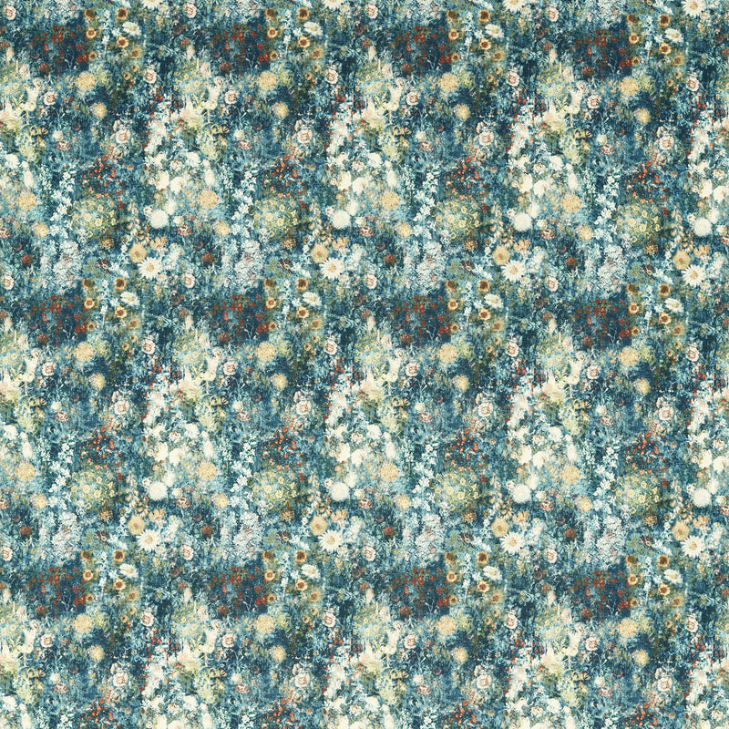 CLARKE AND CLARKE - ROSEDENE- DENIM/SPICE - Fabric by the Yard DENIM/SPICE