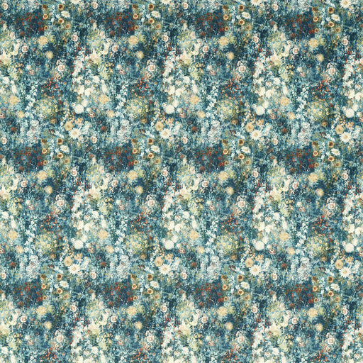 CLARKE AND CLARKE - ROSEDENE- DENIM/SPICE - Fabric by the Yard DENIM/SPICE