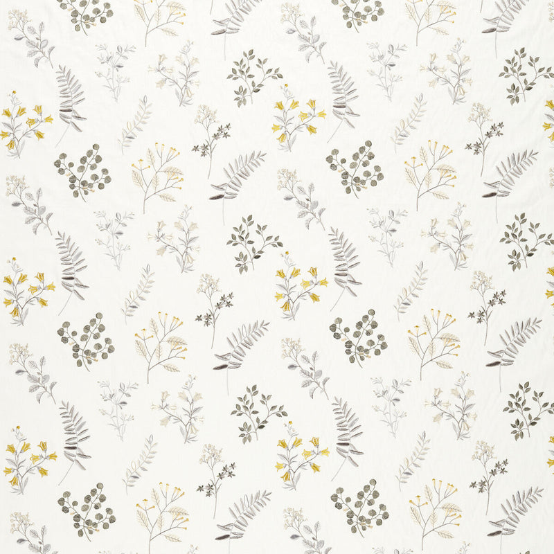 CLARKE AND CLARKE - BRIGITTE- PEWTER/CHARTREUSE - Fabric by the Yard PEWTER/CHARTREUSE