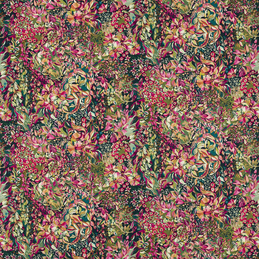 CLARKE AND CLARKE - AUBREY VELVET- FOREST/RASPBERRY - Fabric by the Yard FOREST/RASPBERRY