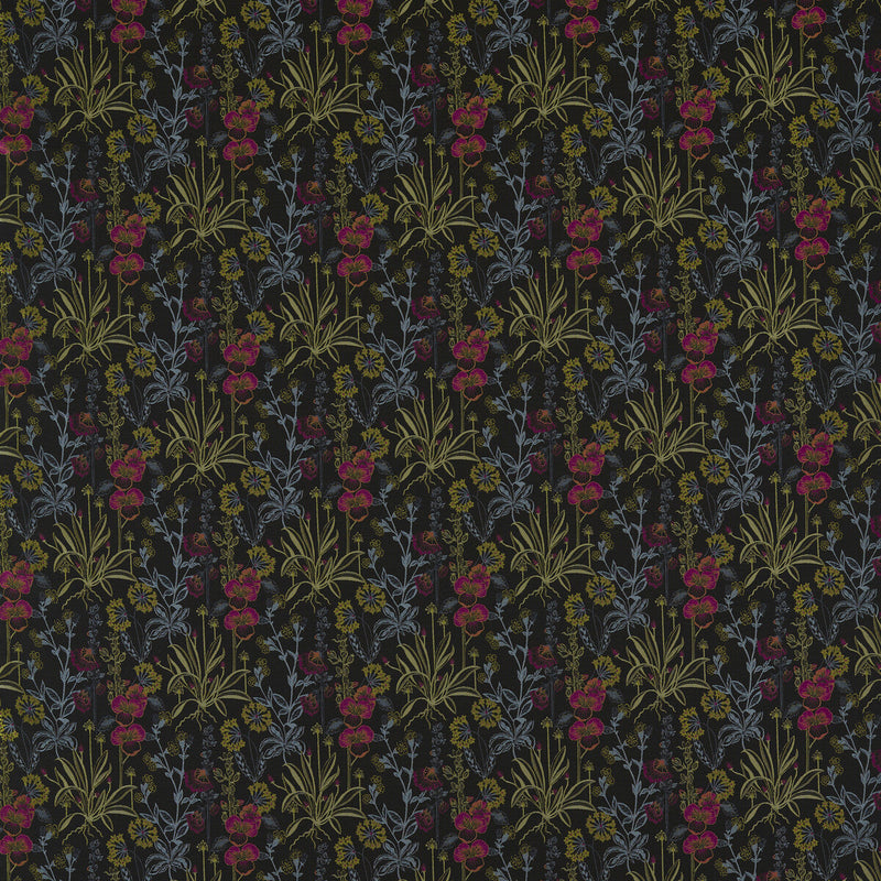 CLARKE AND CLARKE - ELMSDALE JACQUARD- NOIR - Fabric by the Yard NOIR